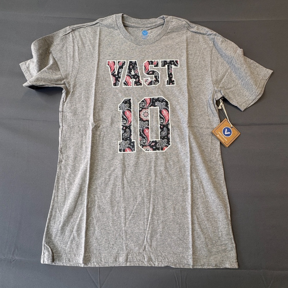 Vast Mens Graphic T-Shirt Heather‎ Grey Paisley Bandana Print VAST 10 Size L